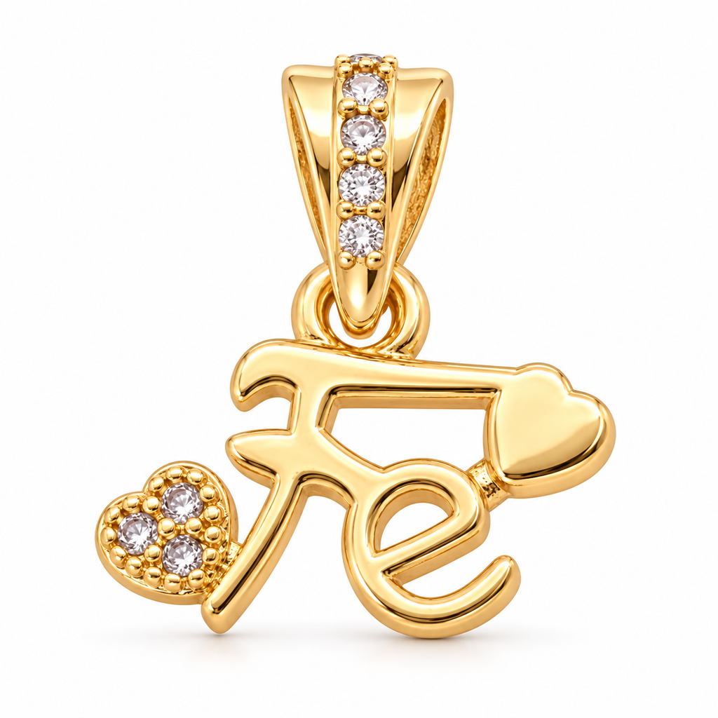 Faith Heart Pendant - 18 Gold Filled, high-definition close-up on white