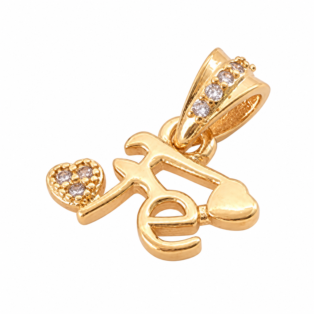 Faith Heart Pendant - 18 Gold Filled on a uniform white background