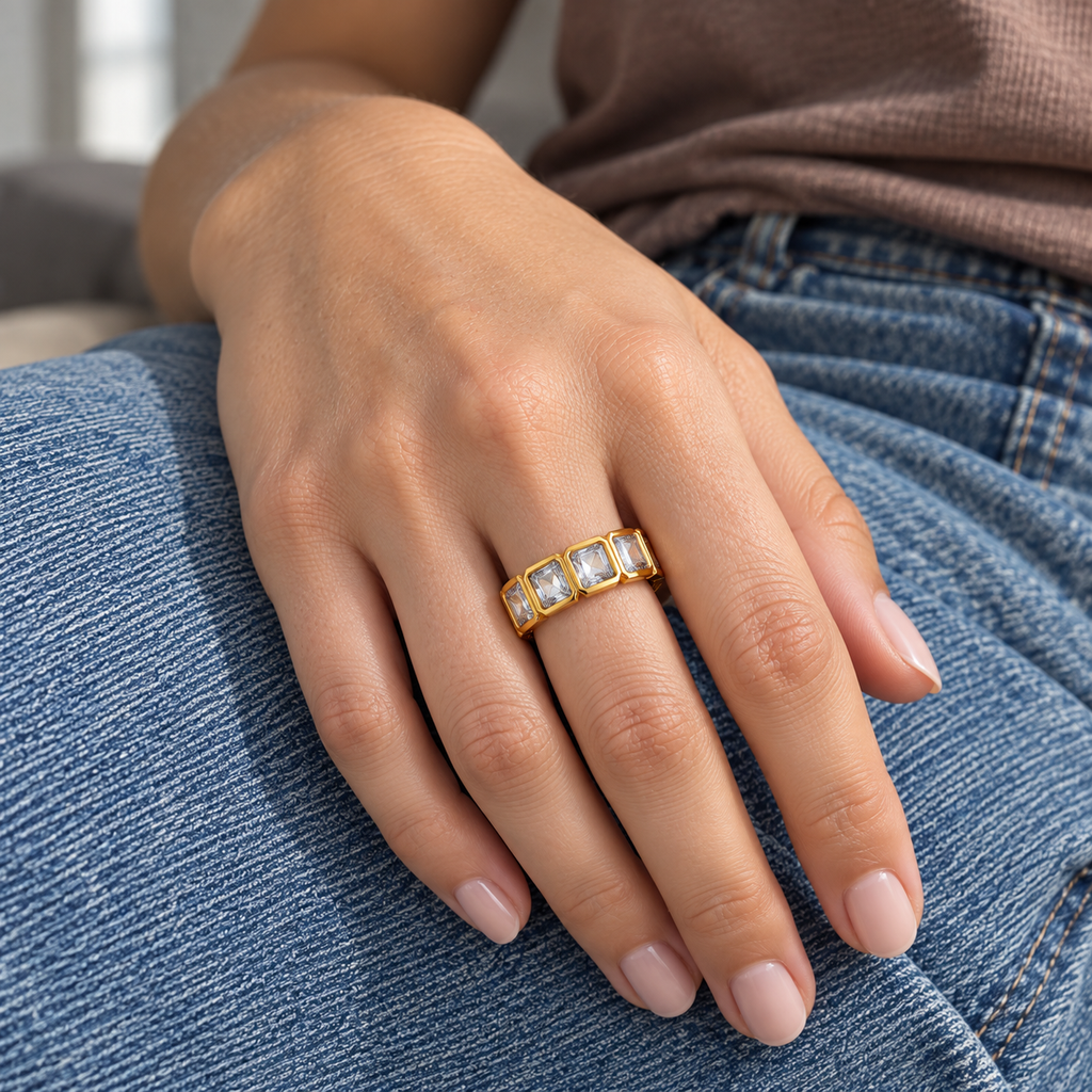 Fleur Crystal Ring worn