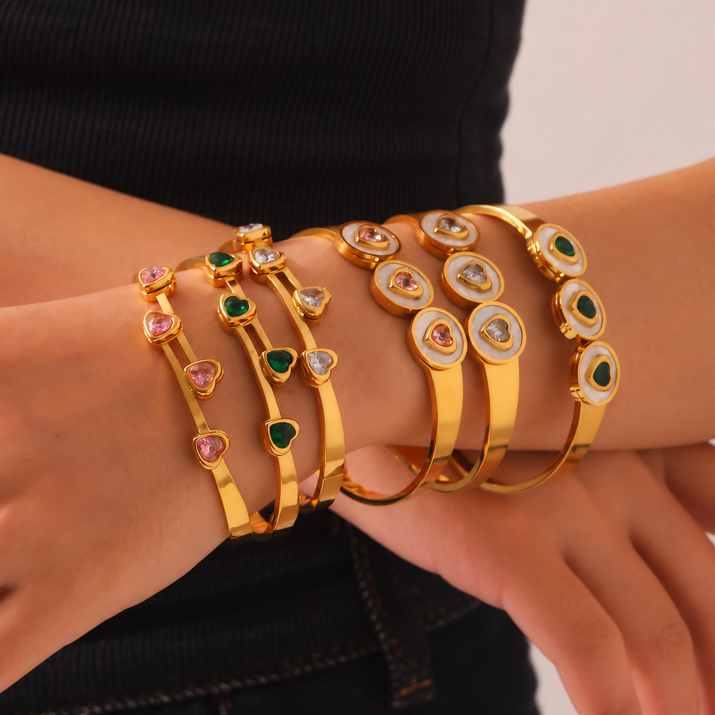 Fleur Heart Bracelet worn with contemporary clothing