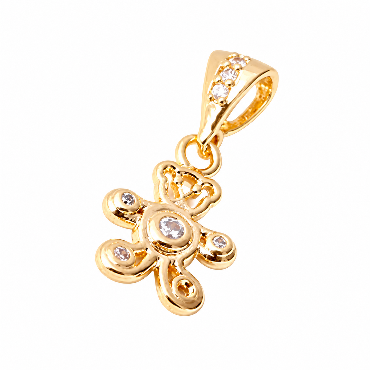 Floral Sparkle Charm -  18K Gold Filled on a uniform white background