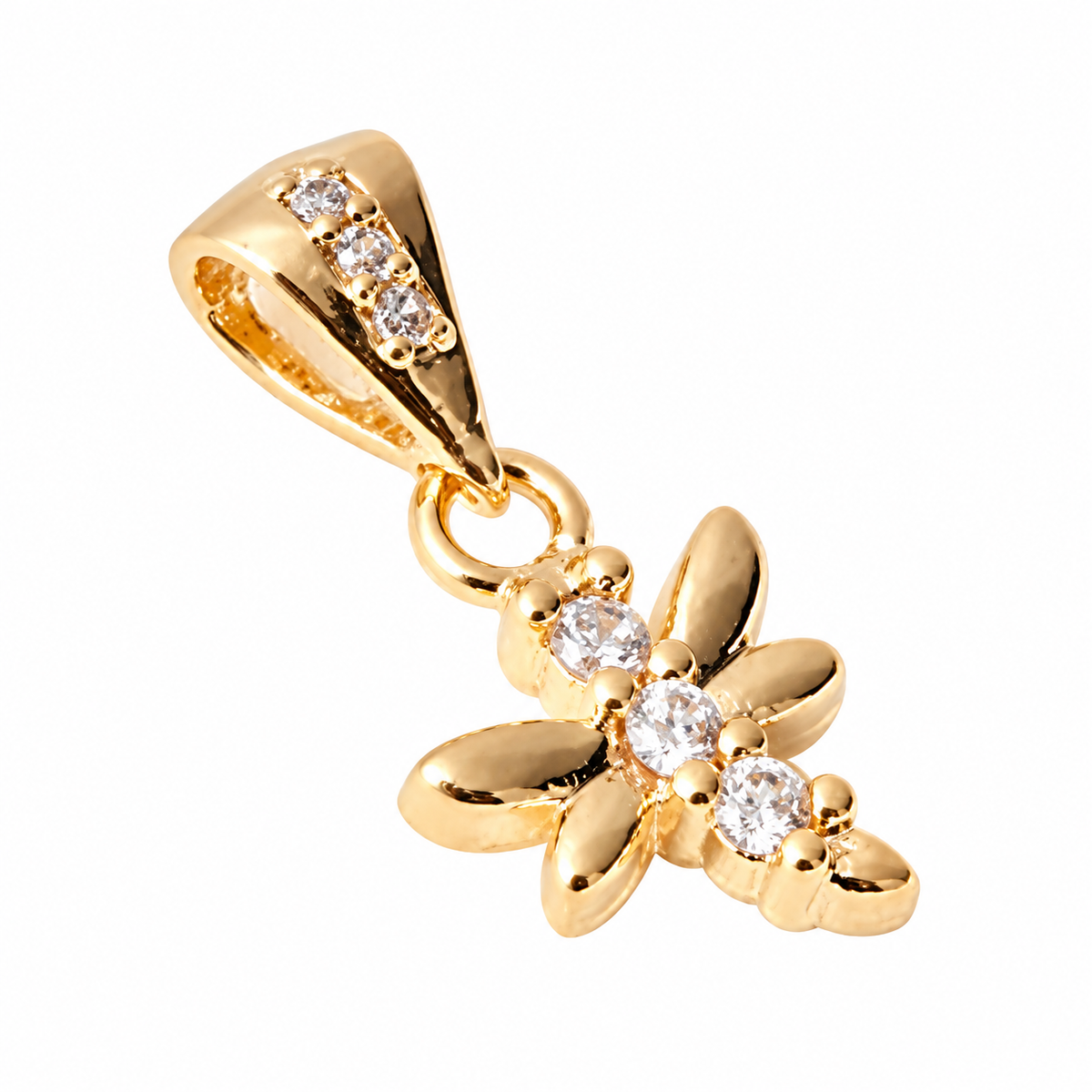 Flower Sparkle Charm - 18K Gold Filled on a uniform white background