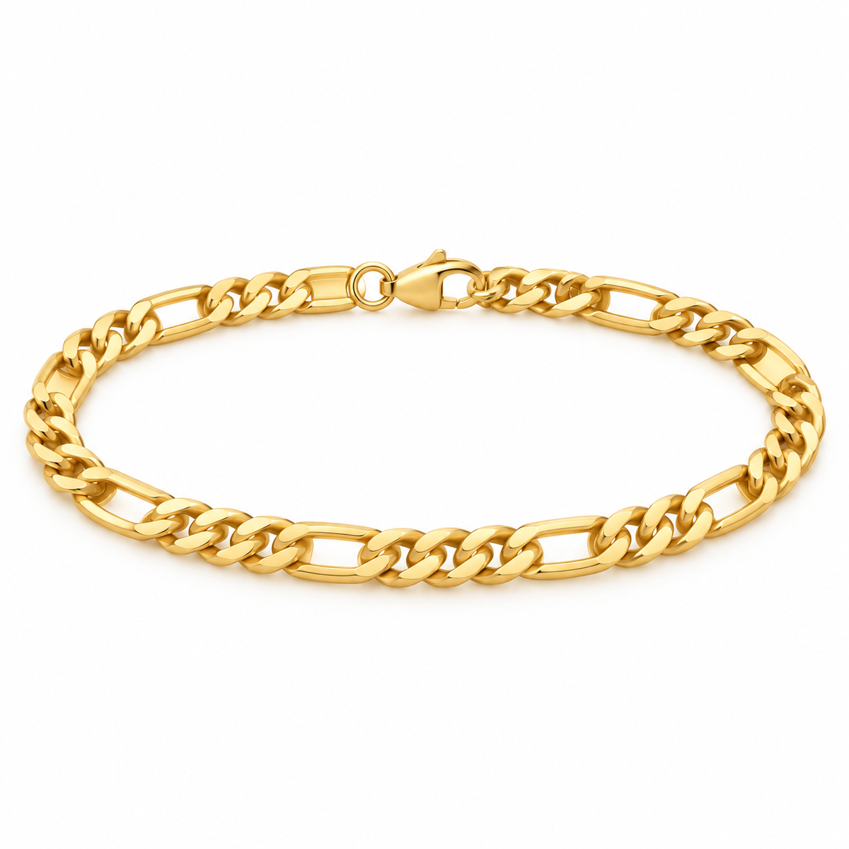 Figaro Link Bracelet - 18K Gold Filled — full bracelet on white background