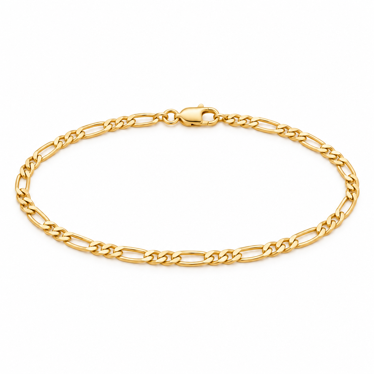 Figaro Link Bracelet - 18K Gold Filled — full bracelet on white background
