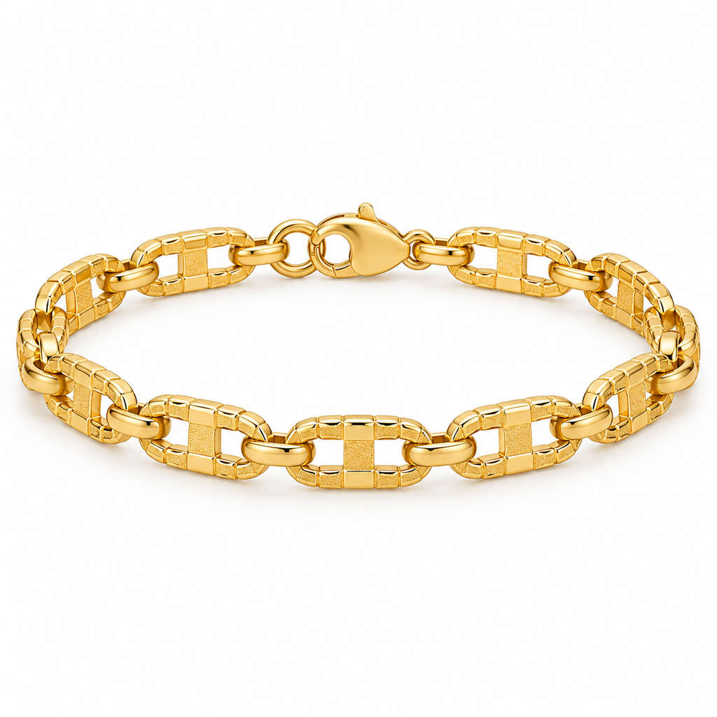 Textured Link Bracelet - 18K Gold Filled — full bracelet on white background