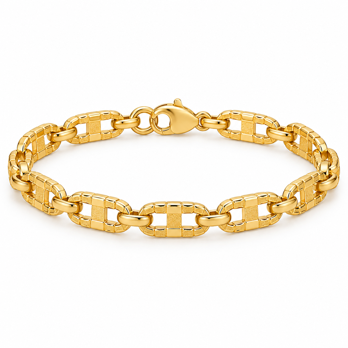 Textured Link Bracelet - 18K Gold Filled — full bracelet on white background