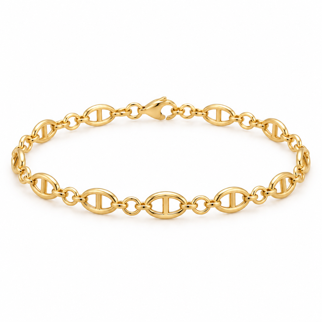 kPulsera grano de cafe unisex - Gold Filled — full bracelet on white background