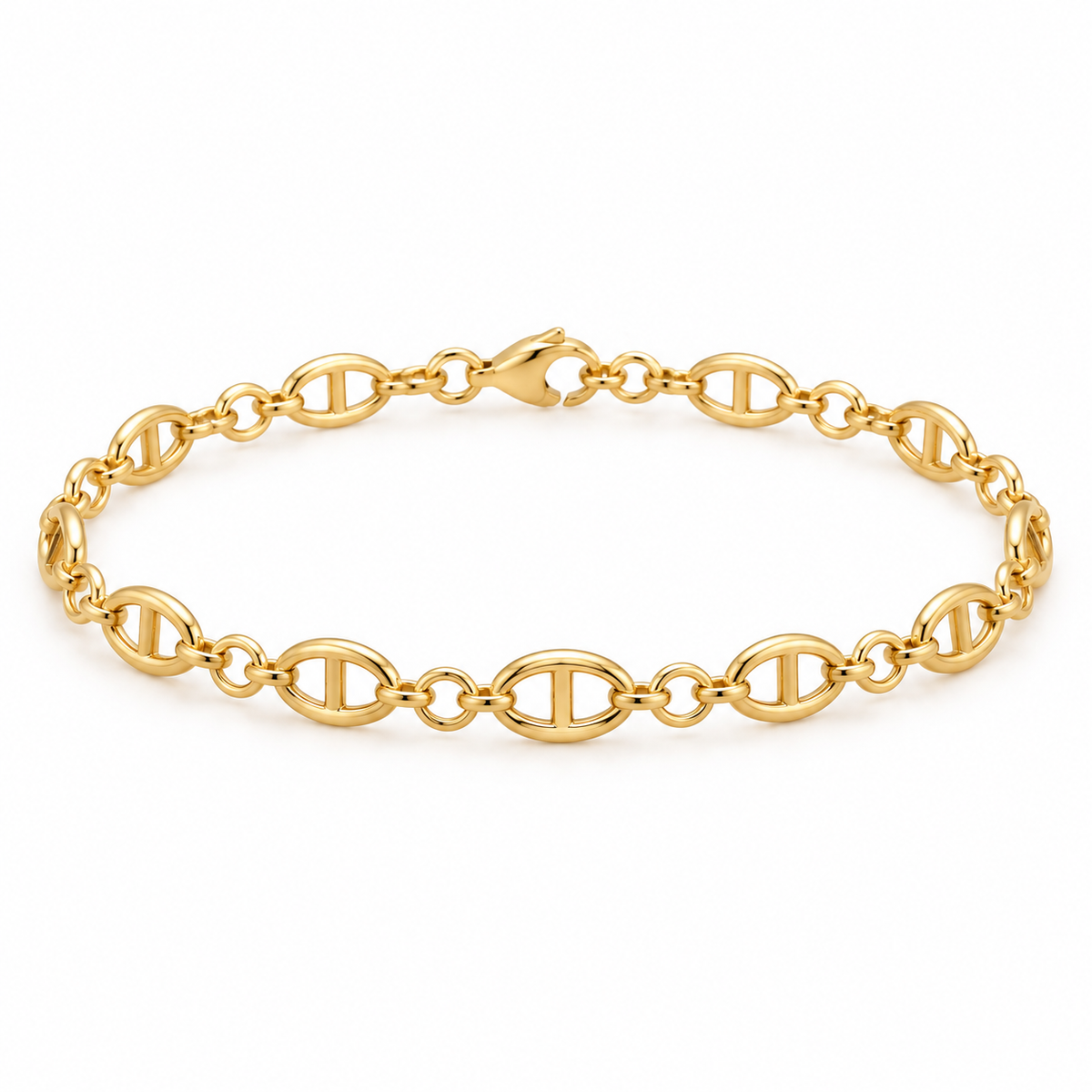 kPulsera grano de cafe unisex - Gold Filled — full bracelet on white background