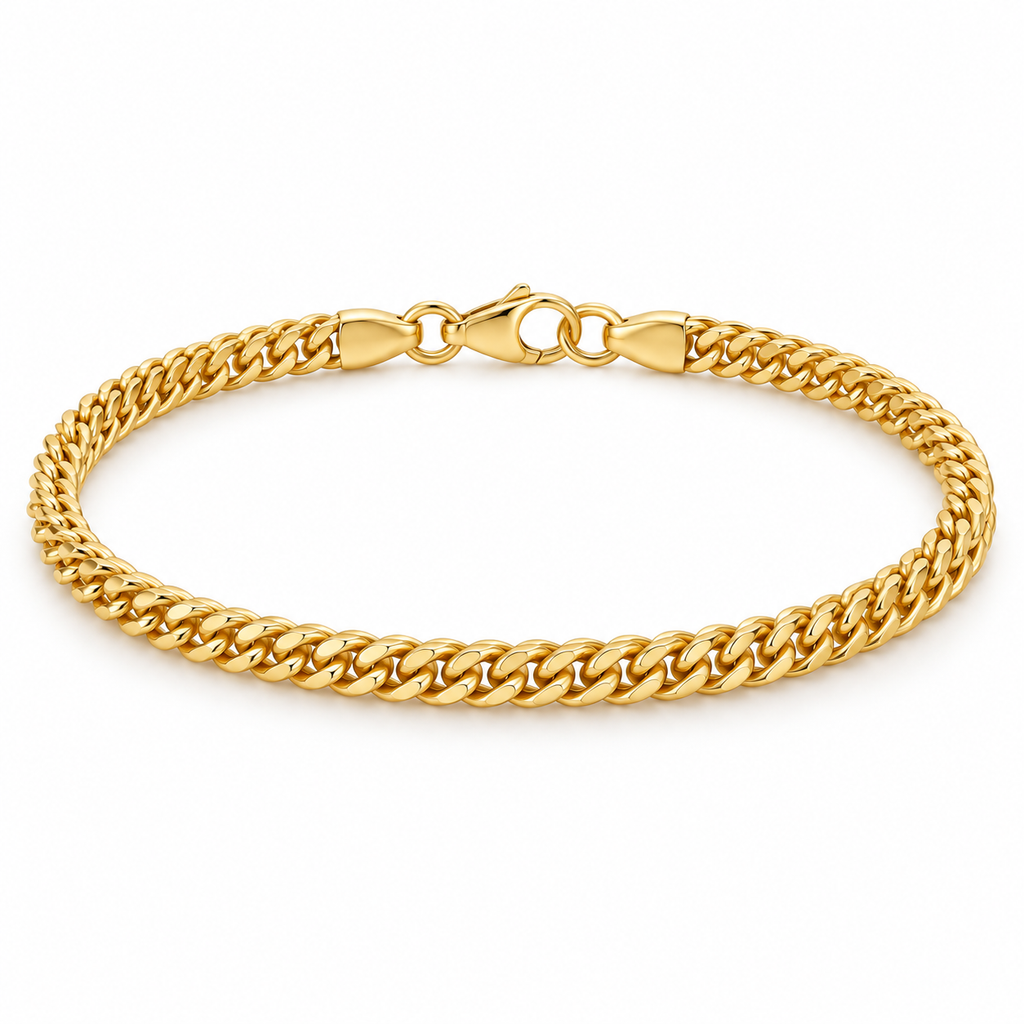 kPulsera cubana  7.5”- Gold Filled — full bracelet on white background