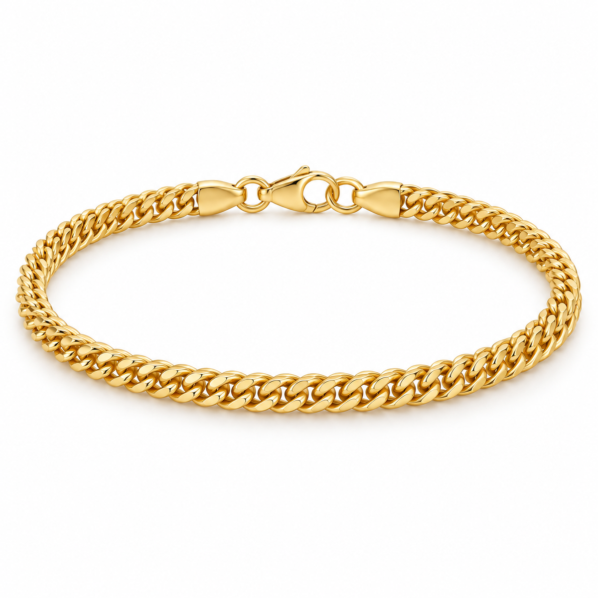 kPulsera cubana  7.5”- Gold Filled — full bracelet on white background