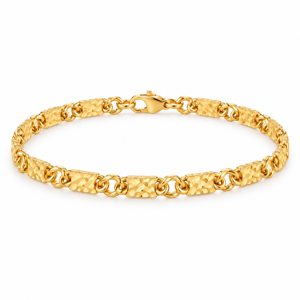 Textured Link Bracelet - 18K Gold Filled — full bracelet on white background