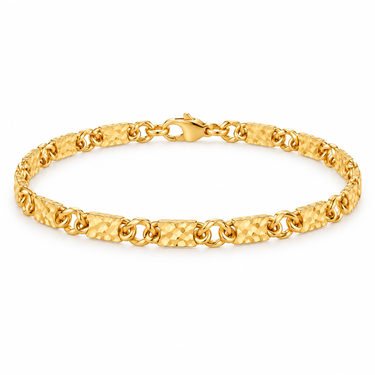 Textured Link Bracelet - 18K Gold Filled — full bracelet on white background