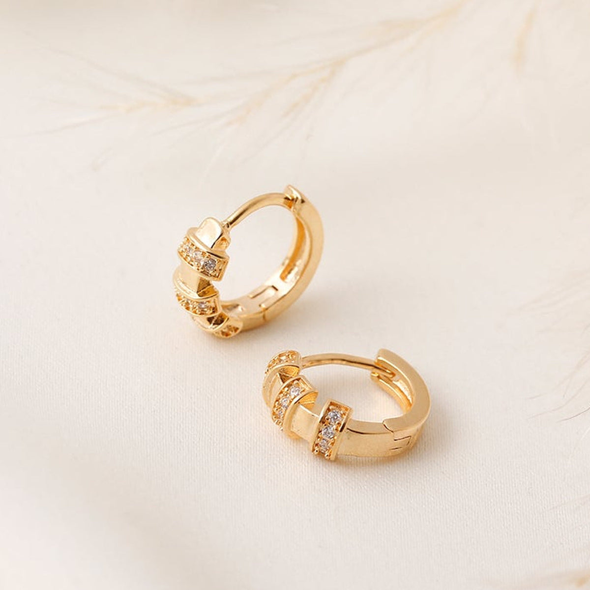 Stacked Band Huggie Earrings