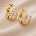 Baguette Crystal Hoops - Gold Filled18k