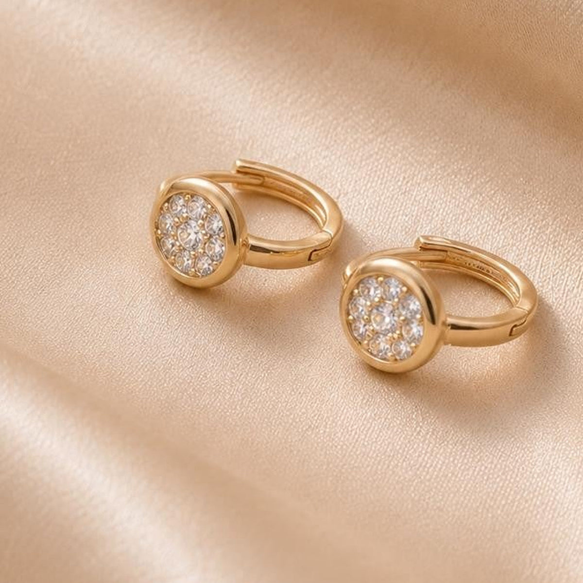 Bezel Spark Hoop Earrings - Gold Filled18k