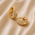 Crystal Pavé Huggie Earrings - Gold Filled18k