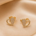 Pavé Heart Stud Earrings - Gold Filled 18k