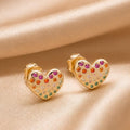 Rainbow Heart Studs- Gold Filled18k