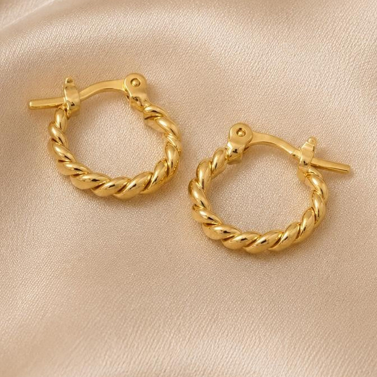 Rope Hoop Earrings - Gold Filled18k