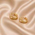 Textured Solitaire Hoops - Gold Filled18k