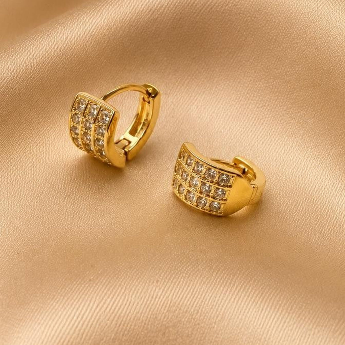 Triple Row CZ Huggies - Gold Filled18k