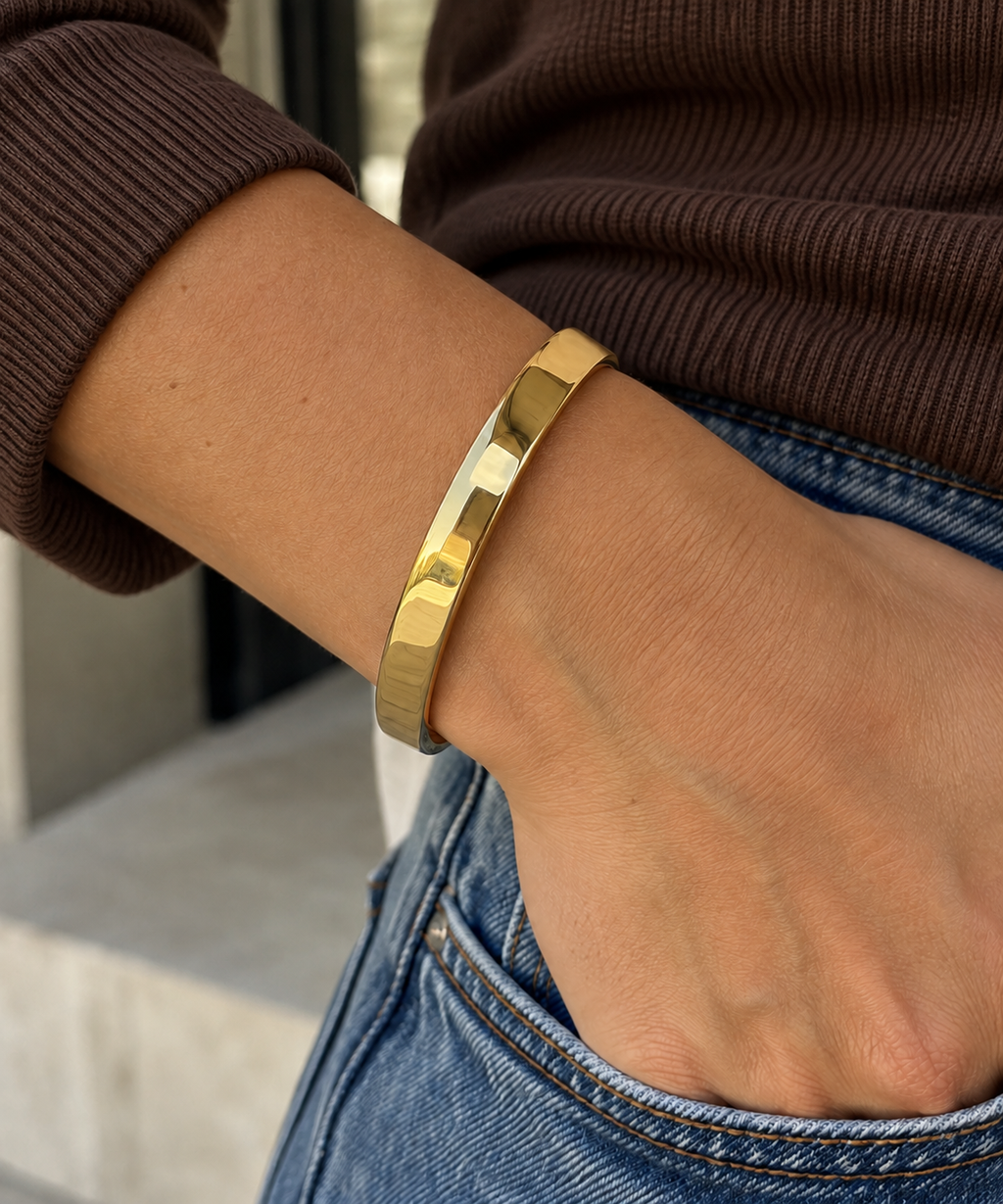 Giselle Bracelet worn on wrist with modern everyday clothing