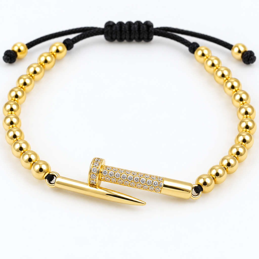 Crystal Nail Cord Bracelet - close-up detail