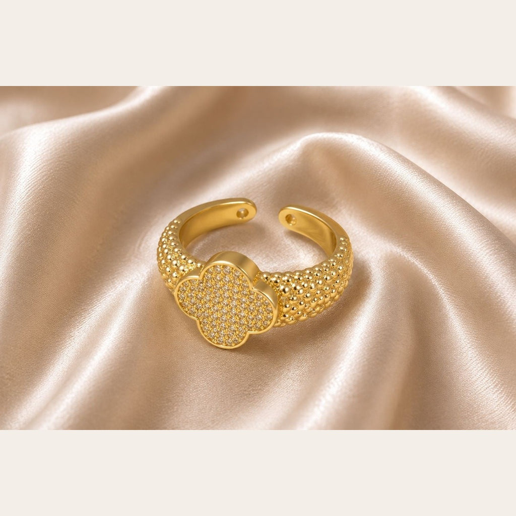 Modern CZ Adjustable Ring – Gold Plated