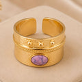 Pearl & Enamel Statement Ring – Gold Plated – close up on display