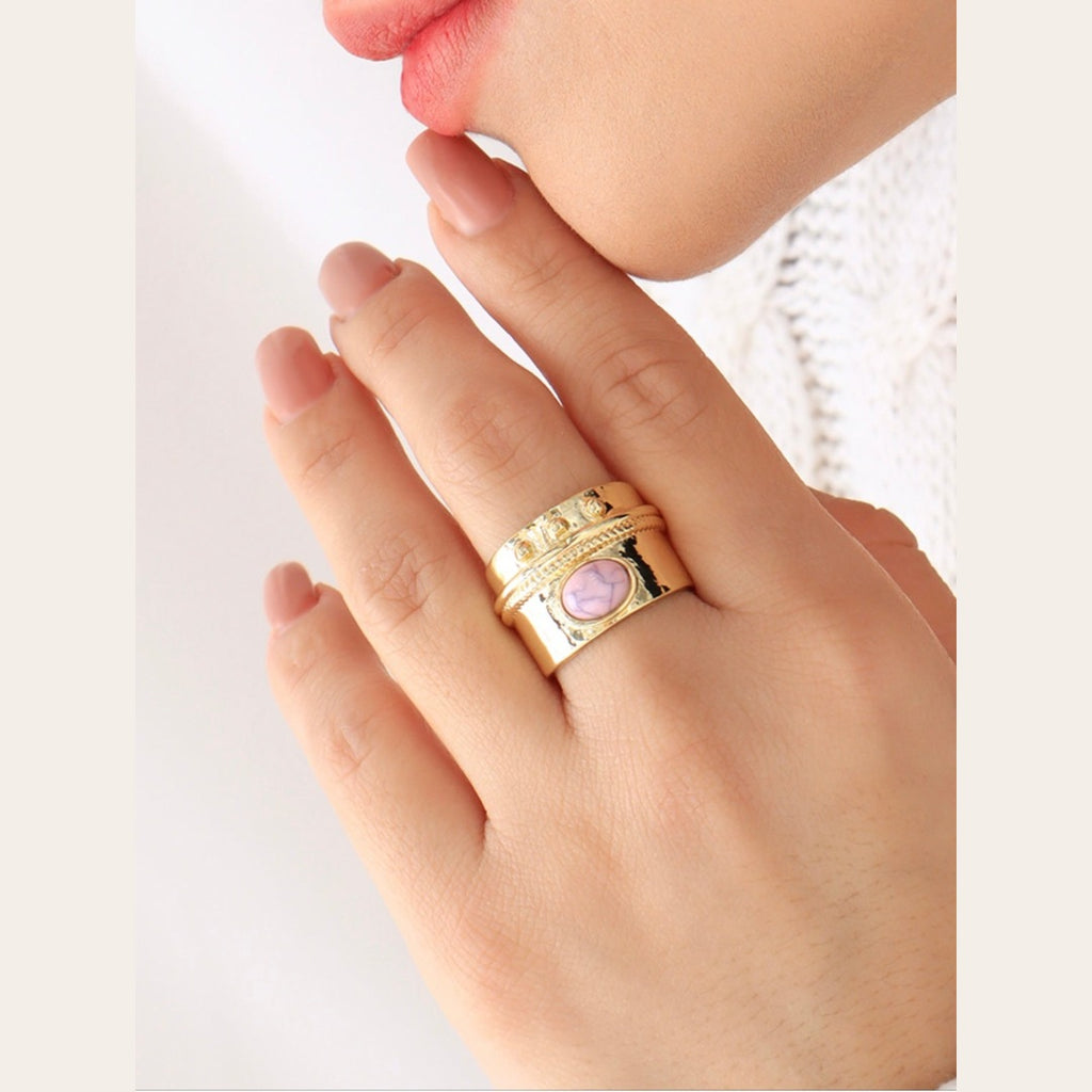 Pearl & Enamel Statement Ring – Gold Plated