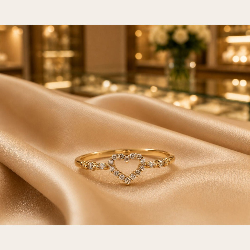 Delicate Heart CZ Ring – Gold Plated