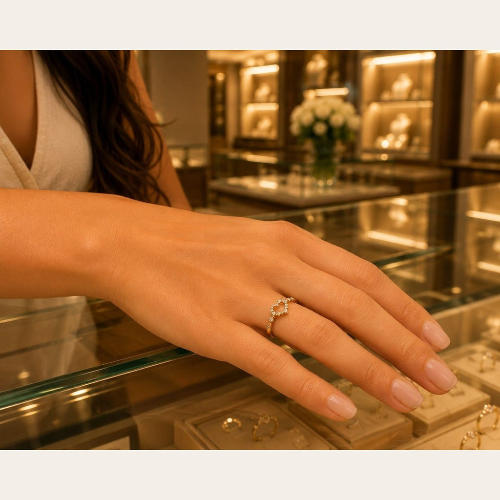 Delicate Heart CZ Ring – Gold Plated