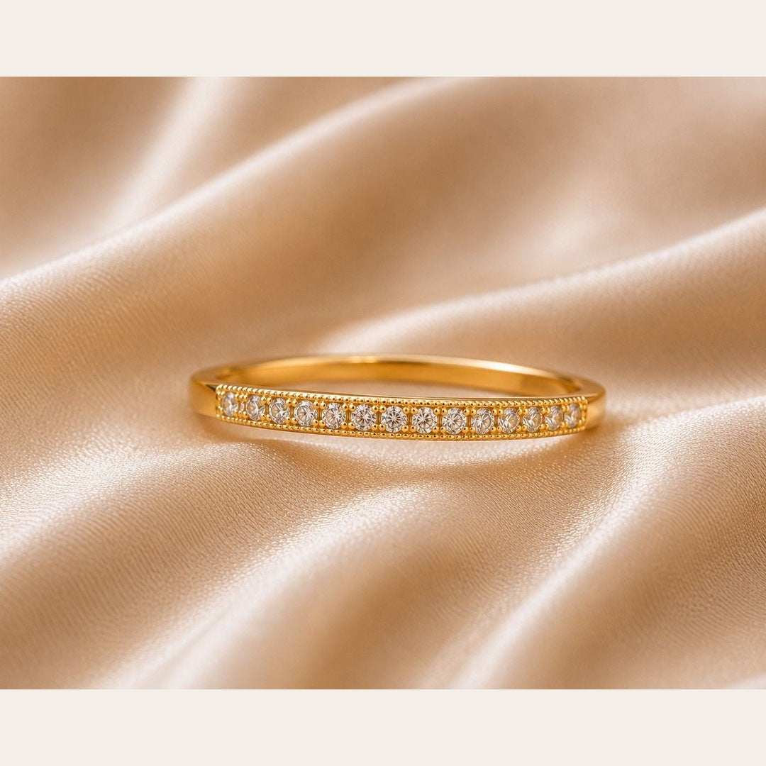 Fine CZ Band Ring – Gold Plated