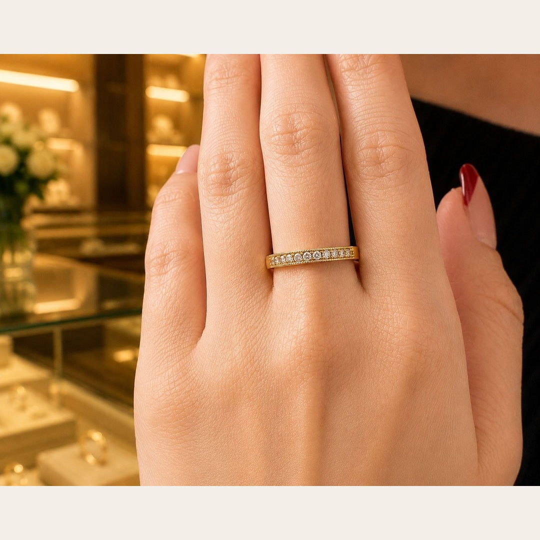 Fine CZ Band Ring – Gold Plated