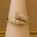 Curved Double CZ Ring – Gold Plated – close up on display