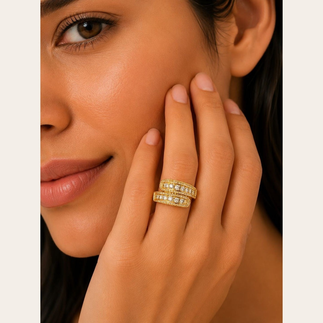 Double Band CZ Ring – Gold Plated