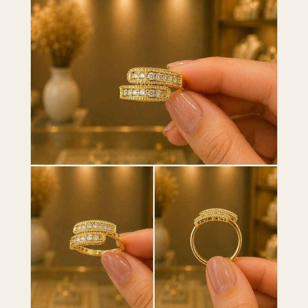 Double Band CZ Ring – Gold Plated