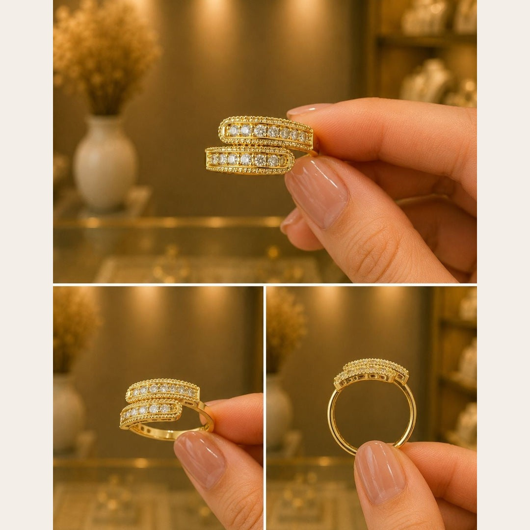Double Band CZ Ring – Gold Plated