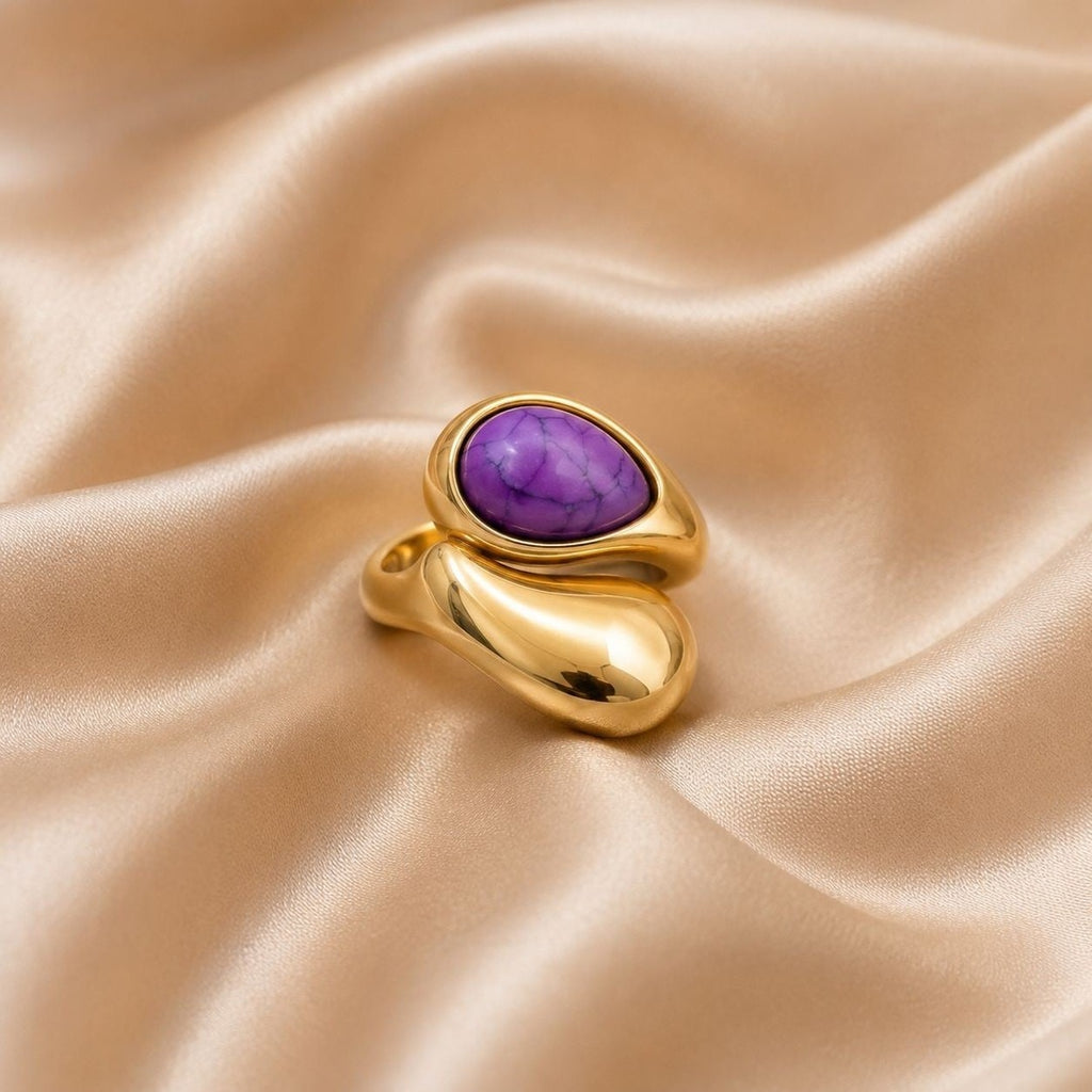 Lavender Stone Statement Ring – Gold Plated
