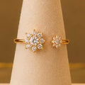 Floral CZ Ring – Gold Plated – close up on display