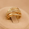 Elegant Multi Band CZ Ring – Gold Plated – close up on display
