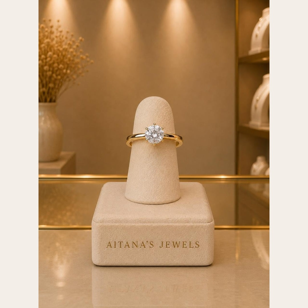 Timeless Solitaire CZ Ring – Gold Plated