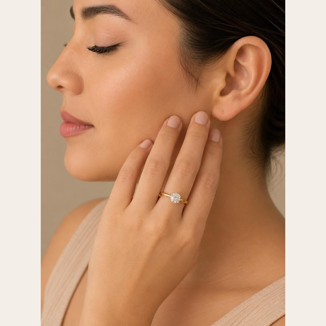 Timeless Solitaire CZ Ring – Gold Plated