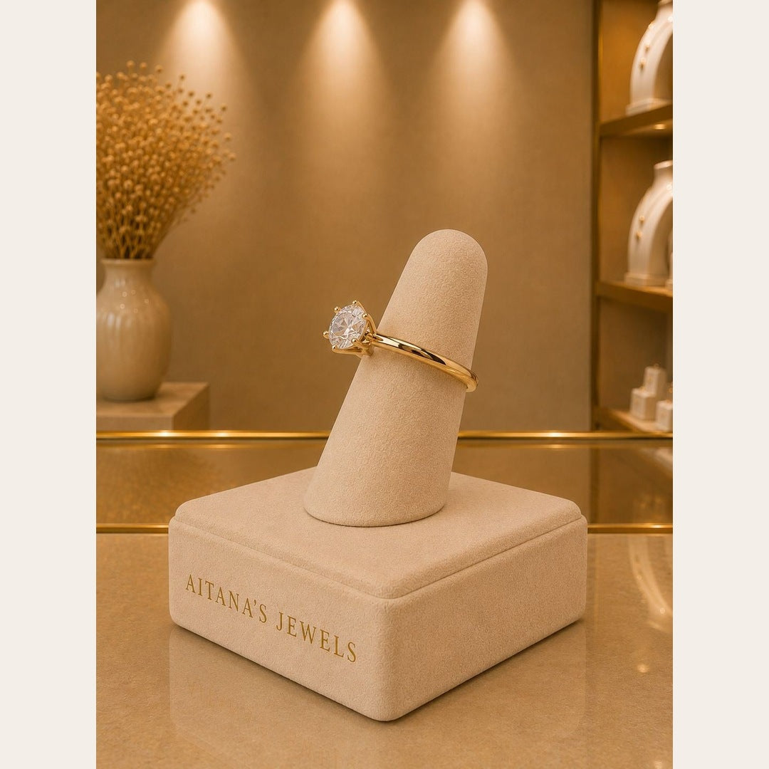 Timeless Solitaire CZ Ring – Gold Plated