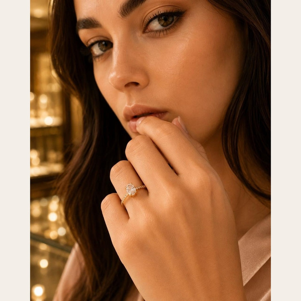 Delicate Solitaire CZ Ring – Gold Plated