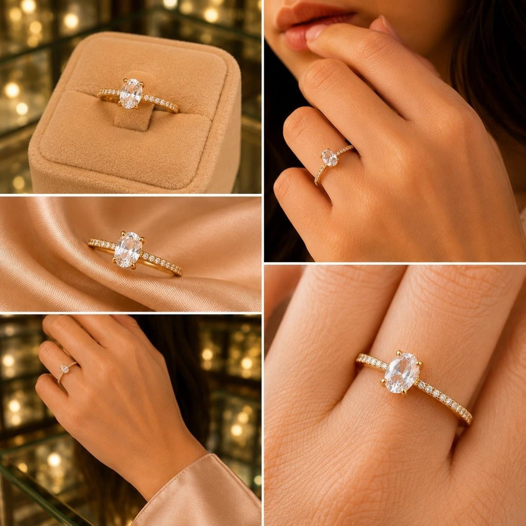 Delicate Solitaire CZ Ring – Gold Plated