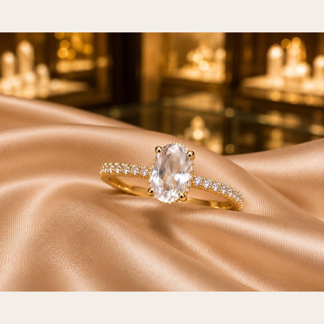 Delicate Solitaire CZ Ring – Gold Plated