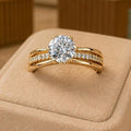 Large Solitaire CZ Ring – Gold Plated – close up on display