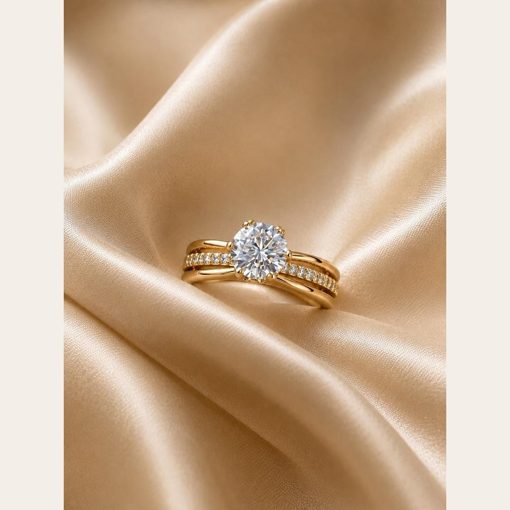 Large Solitaire CZ Ring – Gold Plated