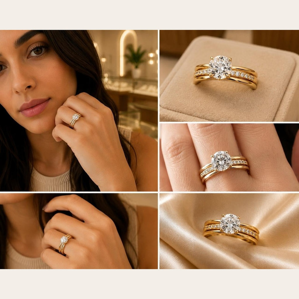 Large Solitaire CZ Ring – Gold Plated